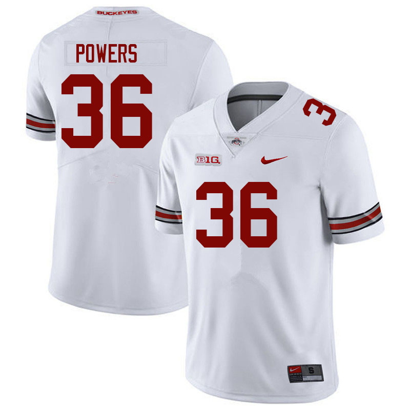 Men #36 Gabe Powers Ohio State Buckeyes College Football Jerseys Sale-White